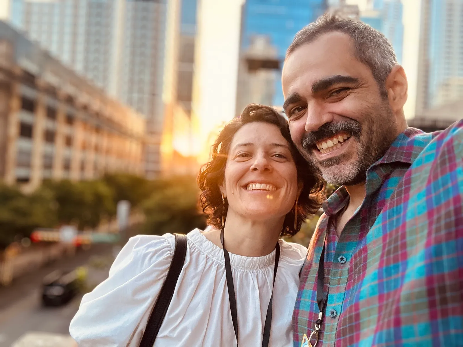 Andre Minoli and Mary Carol Jennings, at golden hour in Austin